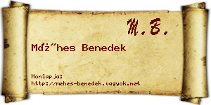 Méhes Benedek névjegykártya